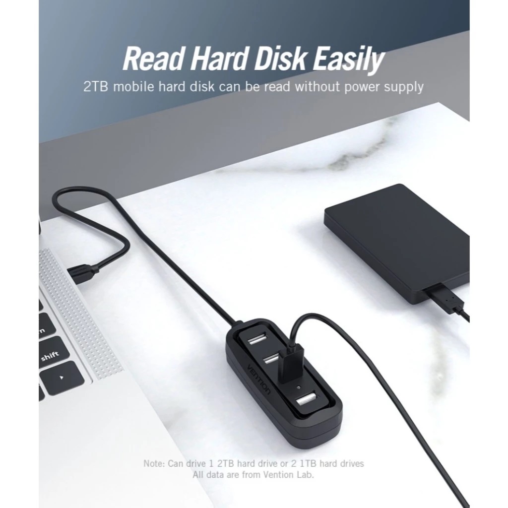 Vention - HUB 4 Port USB 2.0 0.15M Black VAS-J43B015