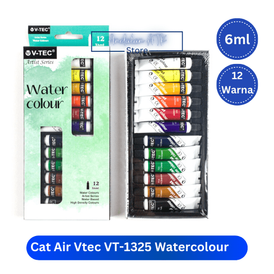 Cat Air V-TEC VT-1325/W Watercolor Tube 6ml Isi 12 Warna / Water Colour