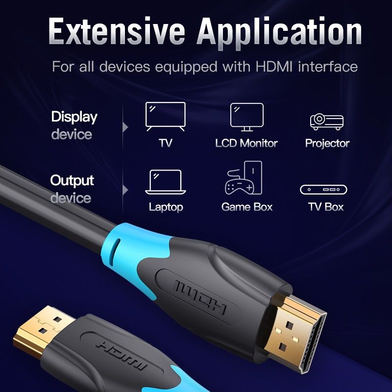 Vention - Kabel HDMI AAC 1.5M - 2M - 3M - 5M - 10M Baja Lapis Tembaga 4K @60Hz PVC Round