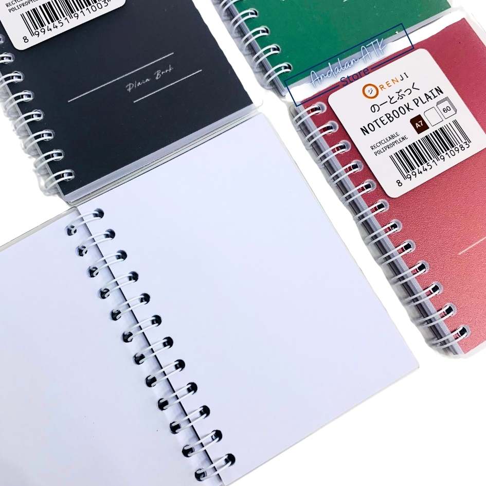Notebook Orenji Buku Agenda A7 Plain Spiral Samping 60 Lembar/ Buku Catatan Polos