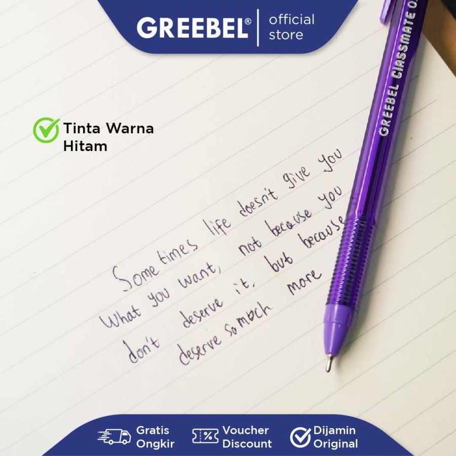 Pulpen Greebel / Greebel Ballpen Classmate 0.5MM Hitam / Ballpoint