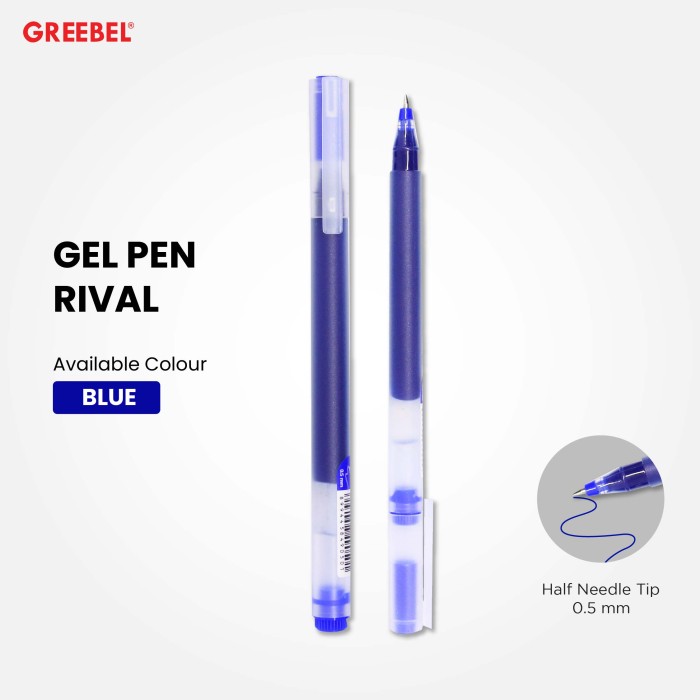Pulpen Greebel / Greebel Gel Pen GP-502 Rival 0.5MM Hitam - Biru - Merah / Ballpoint