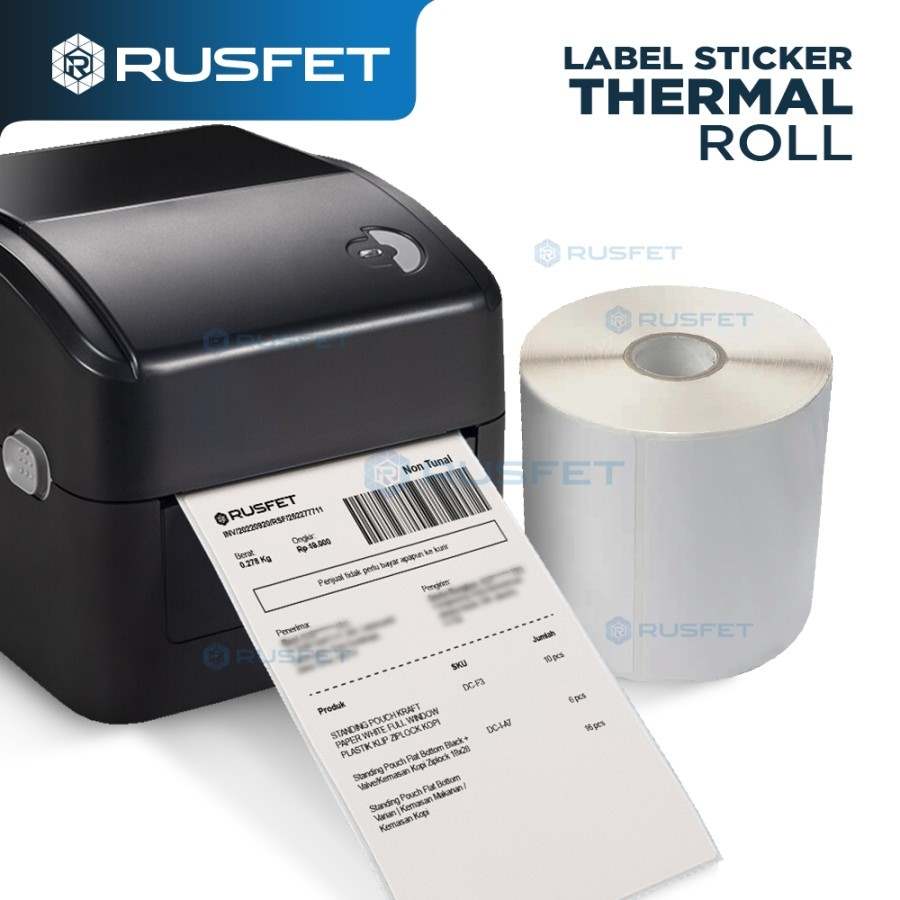 Kertas Sticker Rusfet Stiker Thermal Label Barcode Resi 100x150mm Isi 300Pcs