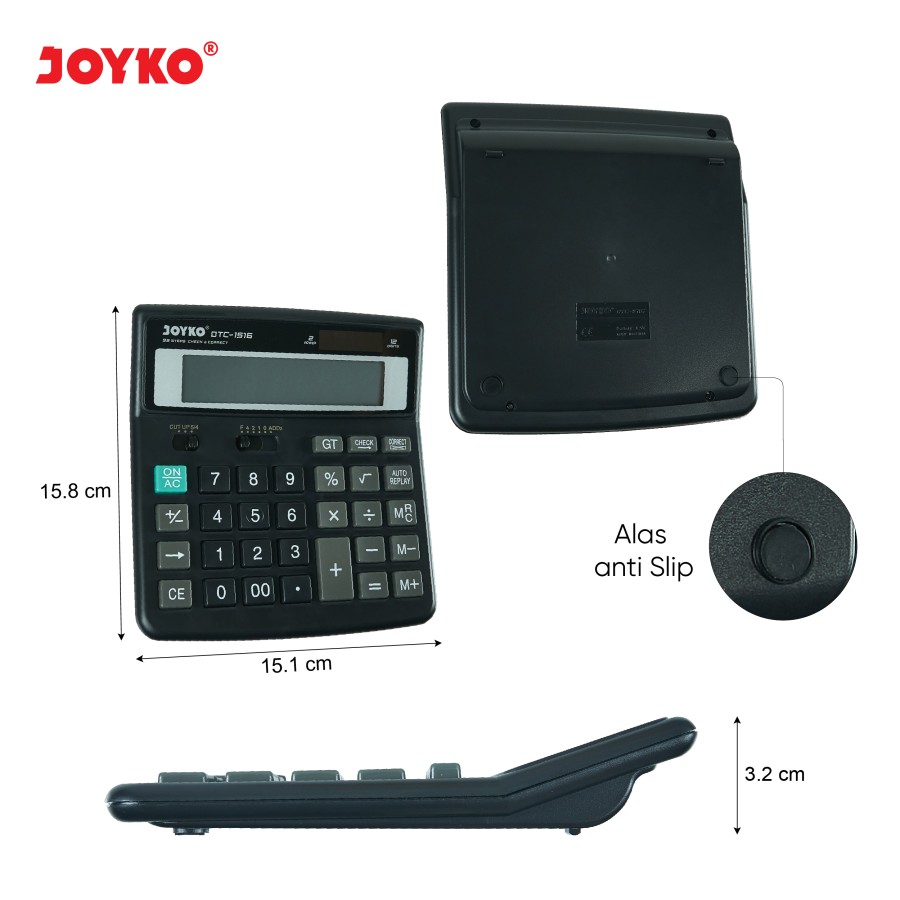 Kalkulator Joyko / Calculator Tipe DTC-1516 / 12 Digit Dual Power