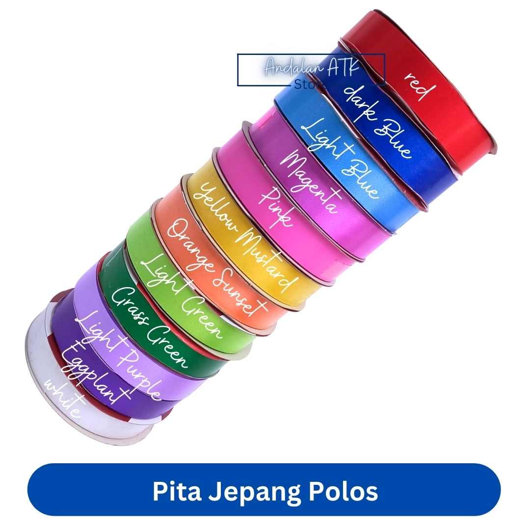 Pita Jepang Polos / Pita Kado Jepang Polos Warna Warni Panjang 12 Meter / Ribbon Polypropylene