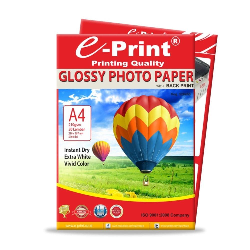 Kertas Foto / Glossy Photo Paper A4 Tebal 210gr Eprint with Back Print