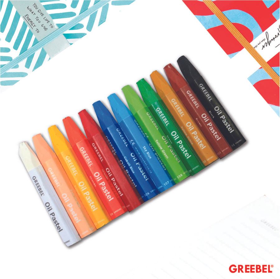 Greebel Oil Pastel PP-12C-S 12 Warna / Crayon / Krayon Greebel
