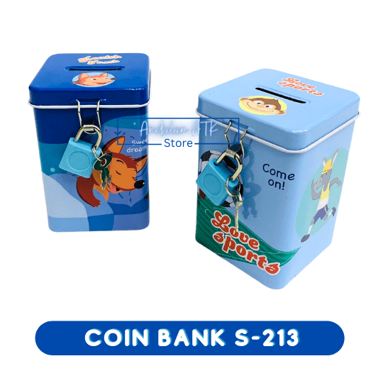 Coin Bank / Celengan Anak Kunci Gembok Bentuk Kotak Kecil S-213 Xiaolingjing