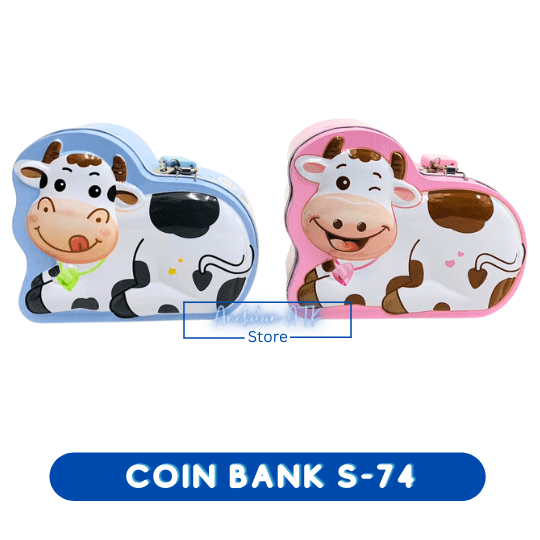 Coin Bank / Celengan Anak Kunci Gembok Karakter Sapi S-74 Xiaolingjing