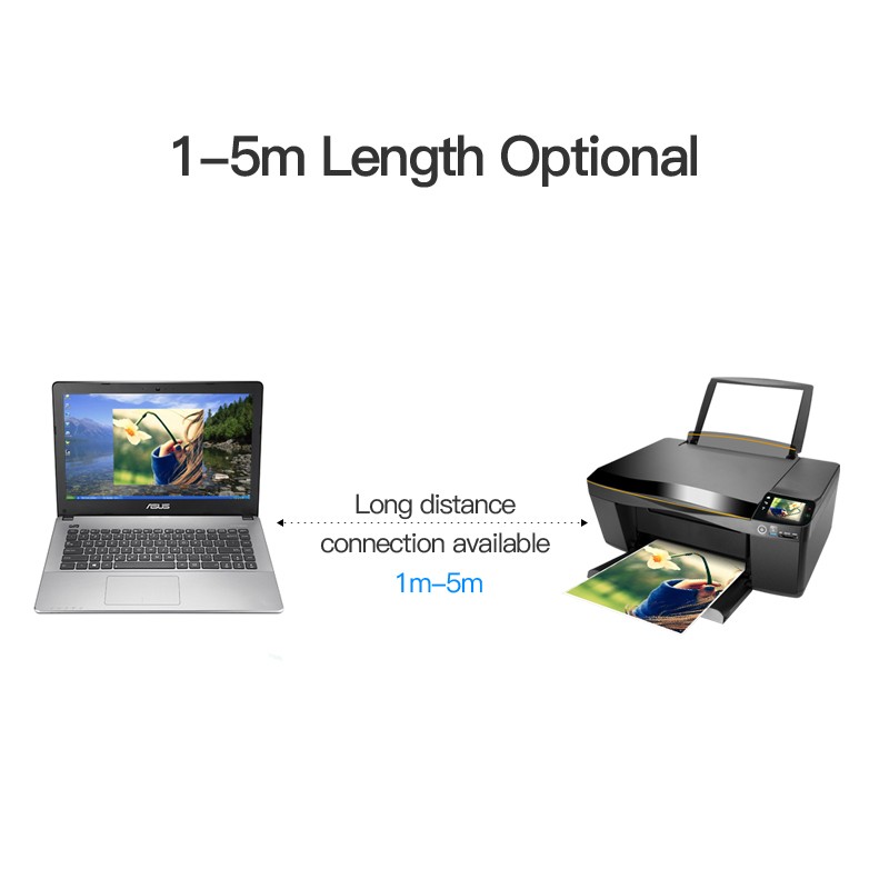 Vention - Kabel Printer USB 2.0 A Male - B Male 1.5M - 3M - 5M - 10M Black VAS-A16