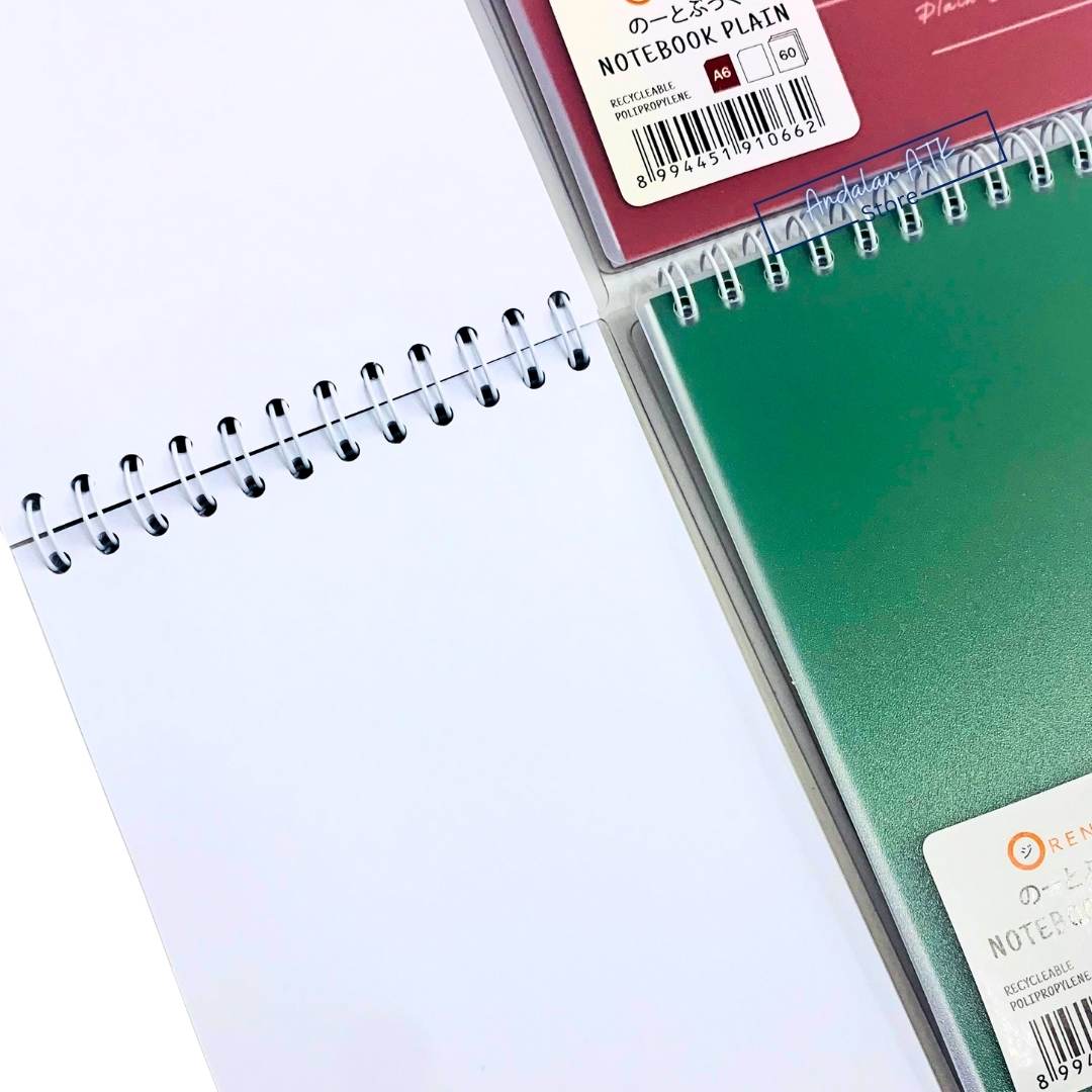 Notebook Orenji Buku Agenda A6 Plain Spiral Atas 60 Lembar/ Buku Catatan Polos