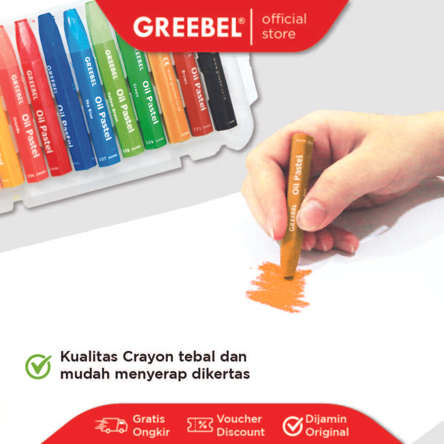 Crayon Greebel Oil Pastel PP-12C 12 Warna