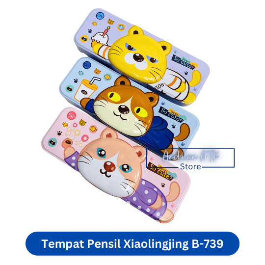 Tempat Pensil Anak Xiaolingjing B-739 Kucing Kaleng / Kotak Pensil / Pencil Case