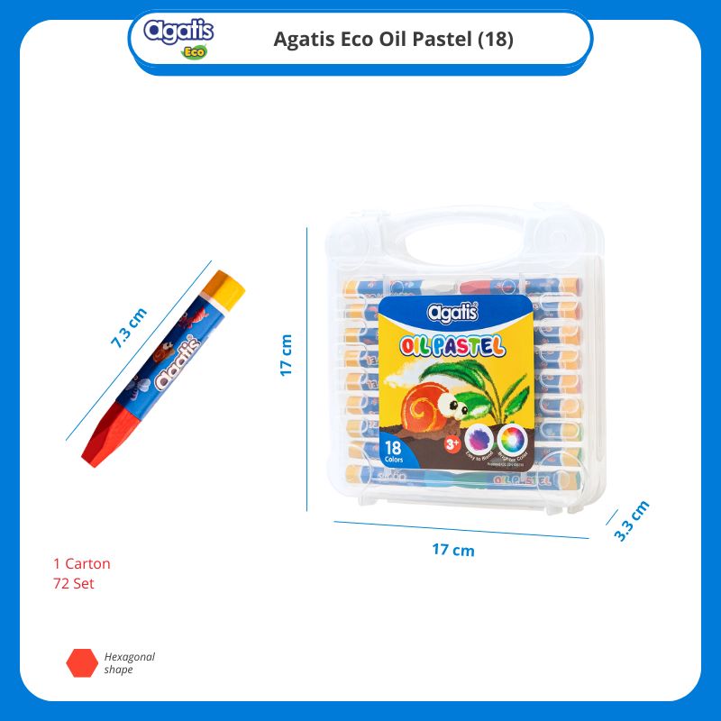 Crayon Agatis Eco 18 Warna OH-OP-1801 Hexagonal / Oil Pastel