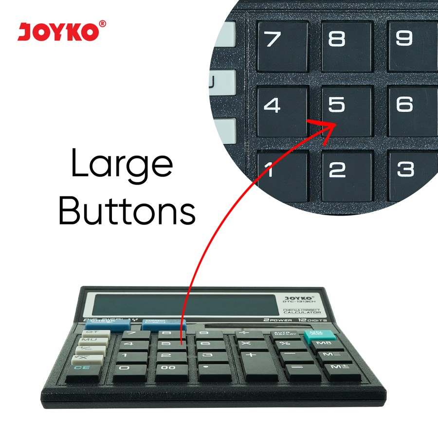 Kalkulator Joyko / Calculator Tipe DTC-1313CH / 12 Digit Dual Power