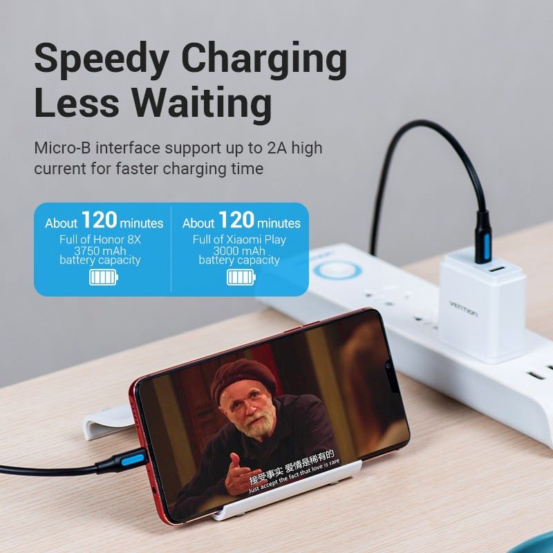 Vention - Kabel USB C Male to Macro - B Male 2A 1M dan 1.5M Black COVBF COVBG / Kabel Data