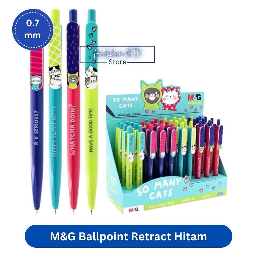 M&G Ballpoint Retract 0.7mm Hitam ABP20180 / Pulpen pena M&G