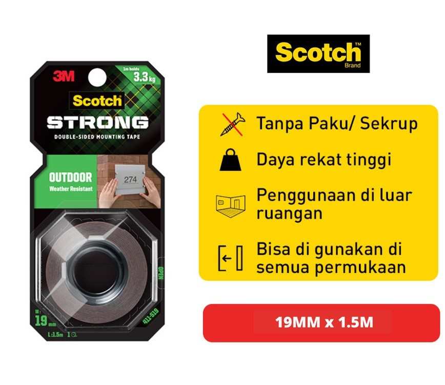 Double Tape 3M Outdoor Mounting Tape Weather Resistant 19mm 411-S19