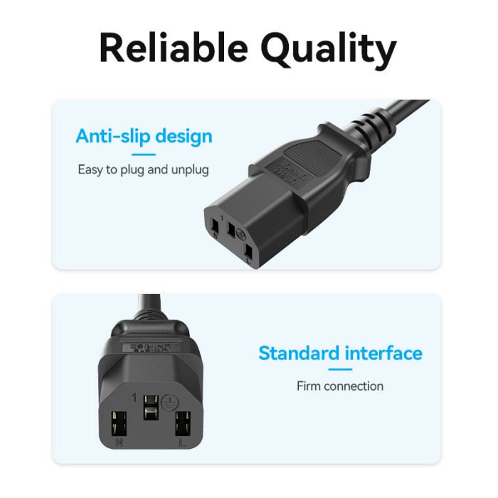 Vention - Power Cord 3-Prong 1.8M C13 Connector EU Plug ZCGBAC