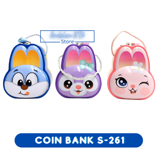 Coin Bank / Celengan Anak Kunci Gembok Karakter Bunny S-261 Xiaolingjing