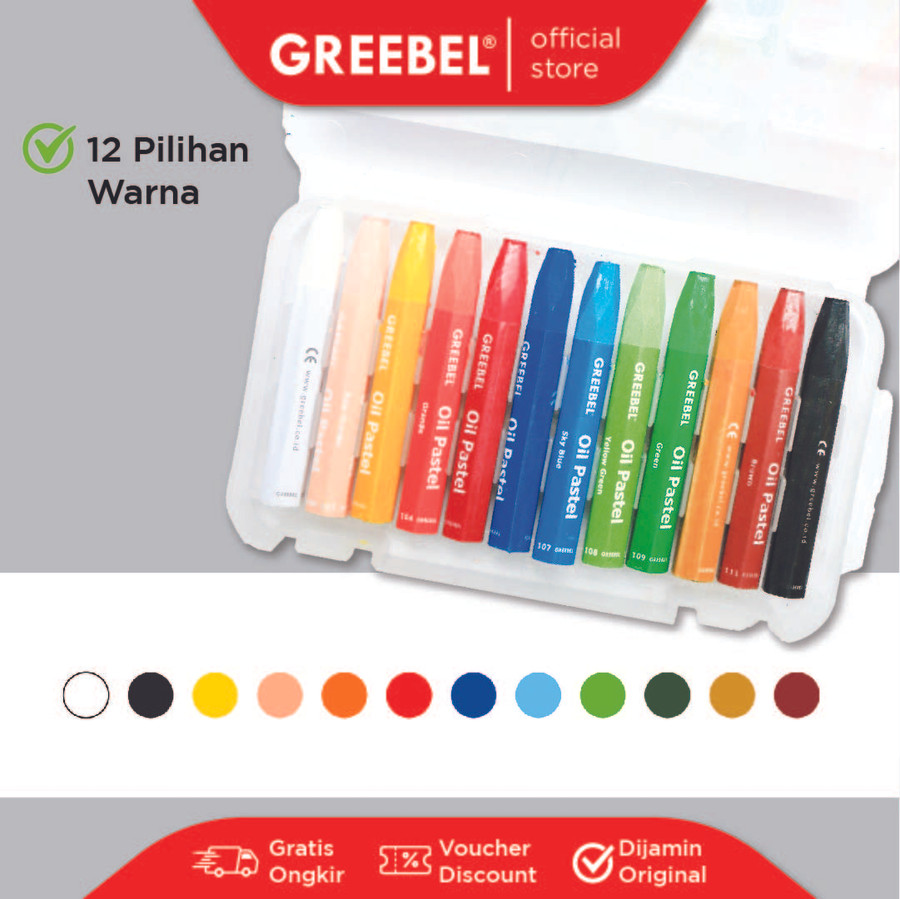 Crayon Greebel Oil Pastel PP-12C 12 Warna
