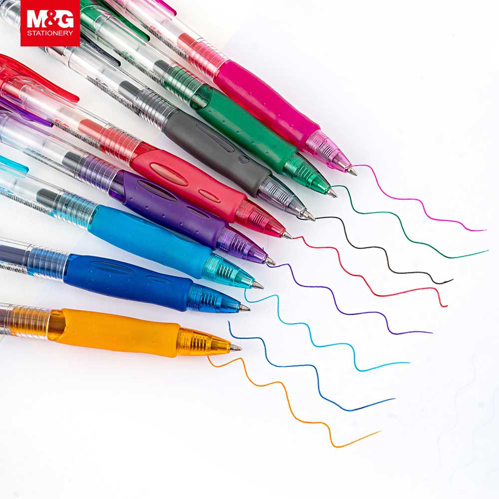 Pulpen / Ballpen Gel Pen M&G Retractable Comfort Grip 0.7 mm 8 Warna AGP12371