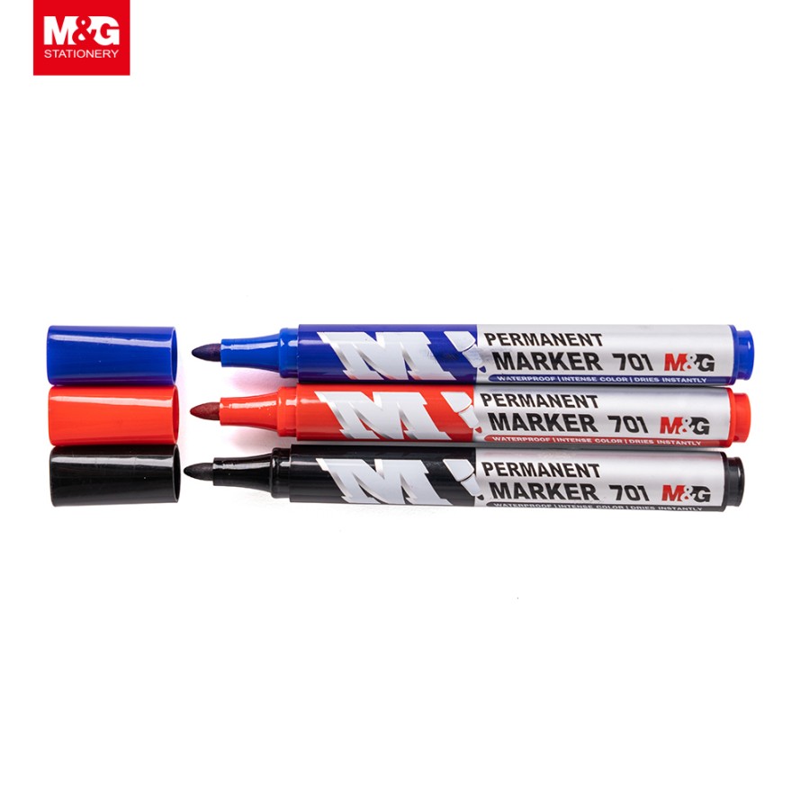 Spidol Permanen Marker M&G Permanent Black, Blue, Red APMY2272 / Tidak Bisa Dihapus