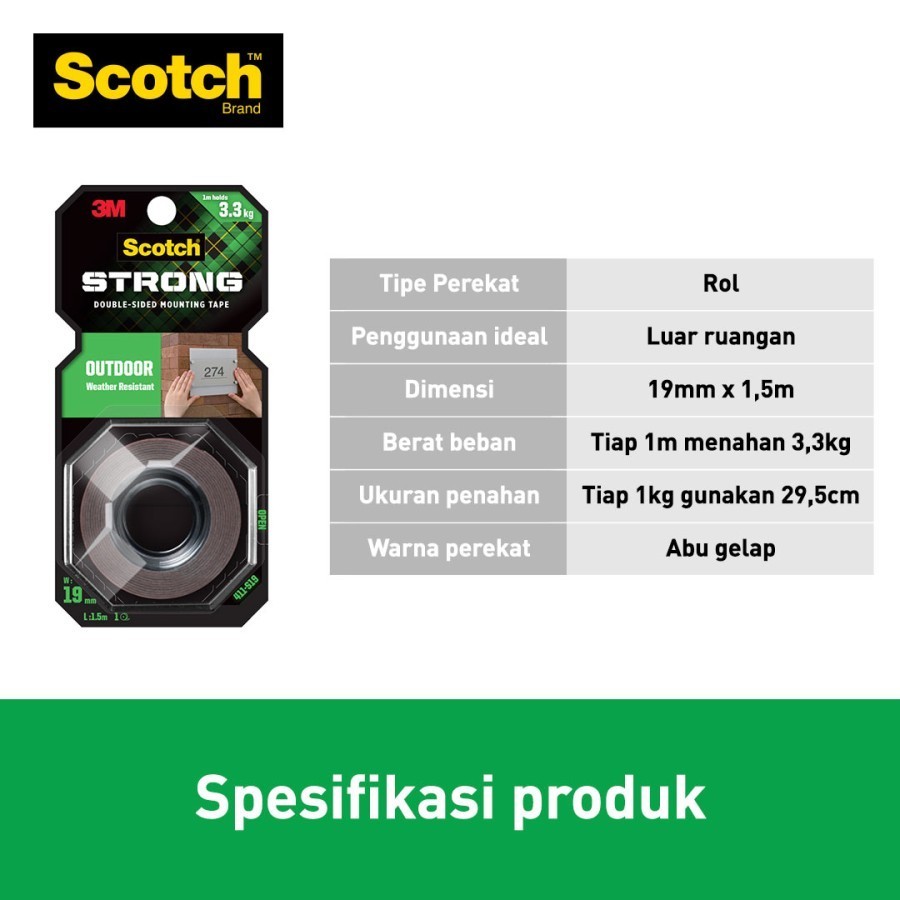 Double Tape 3M Outdoor Mounting Tape Weather Resistant 19mm 411-S19