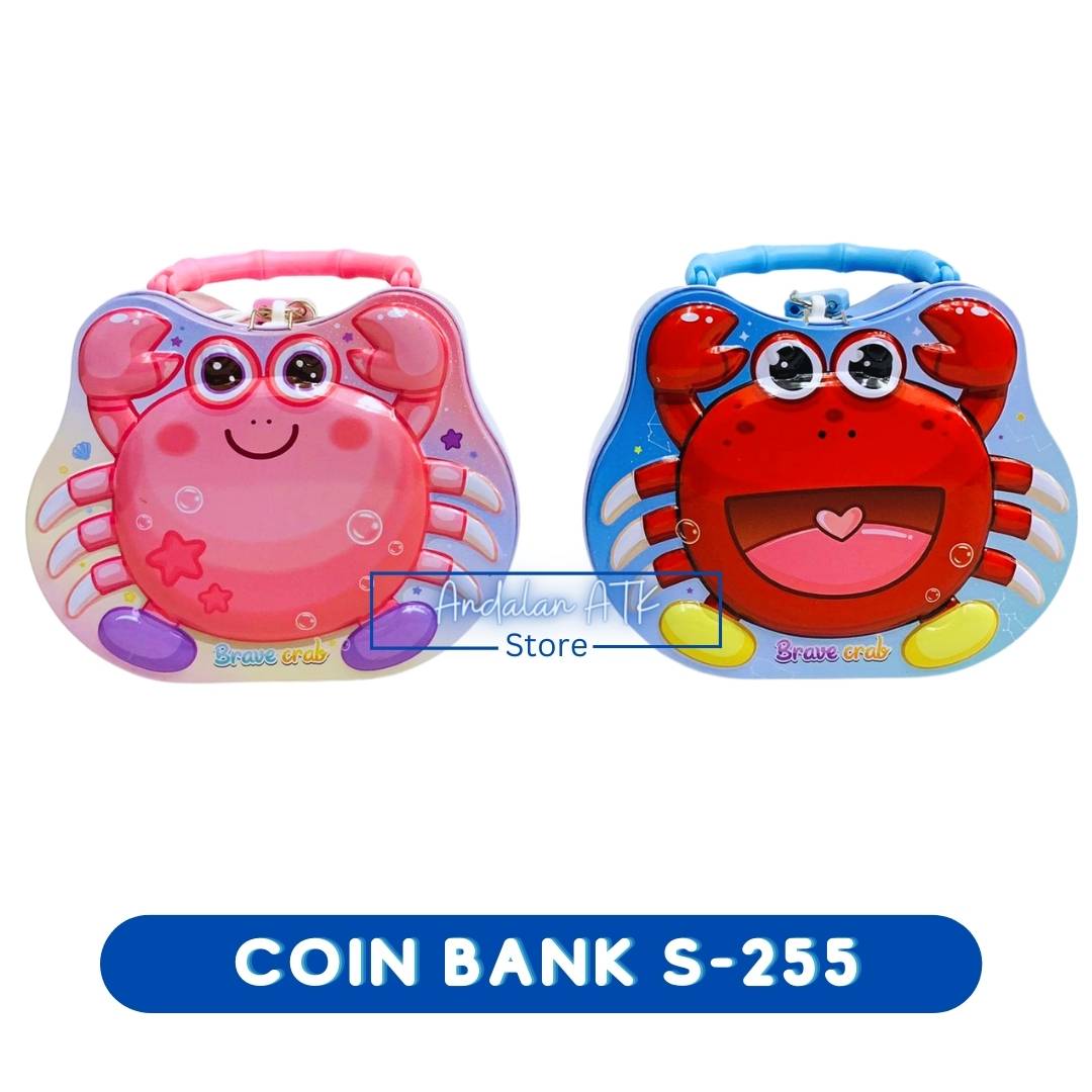 Coin Bank / Celengan Anak Kunci Gembok Karakter Kepiting S-255 Xiaolingjing