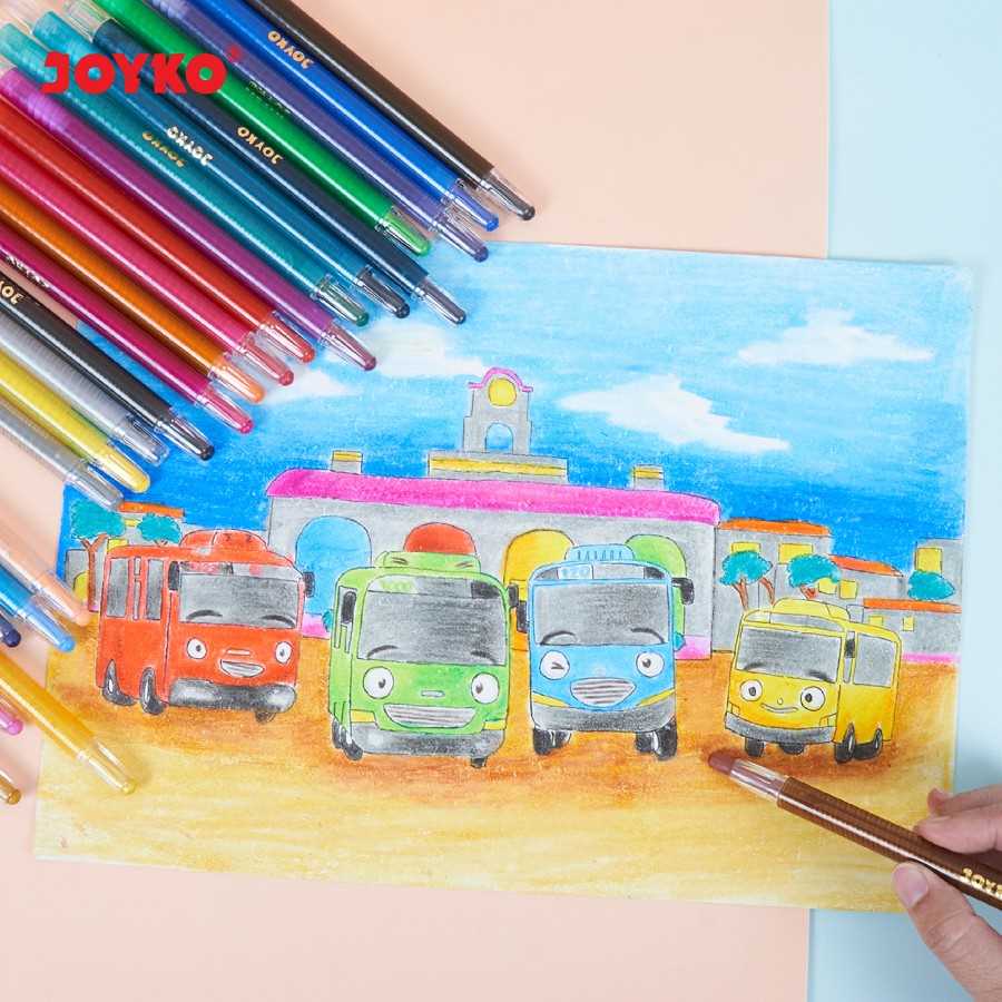 Krayon Putar Joyko 12 Warna Mini dan Panjang / Twist Oil Pastel Crayon / Crayon Joyko