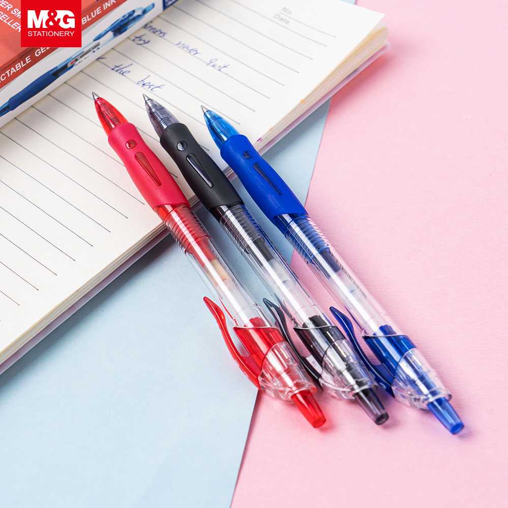 Pulpen / Ballpen Gel Pen M&G Retractable Comfort Grip 0.5 mm Black, Blue, Red AGP02372