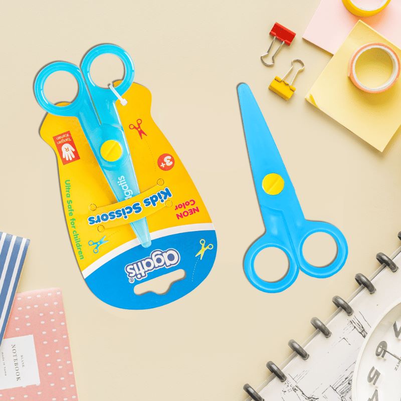 Gunting Agatis Scissors Plastic For Kids Neon GSKD-30PS-AC1 NEON BLUE, NEON PINK, NEON YELLOW