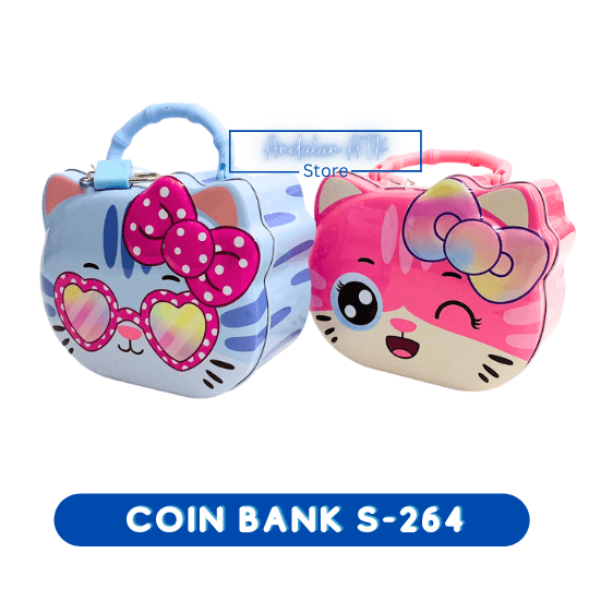 Coin Bank / Celengan Anak Kunci Gembok Karakter Kucing S-264 Xiaolingjing