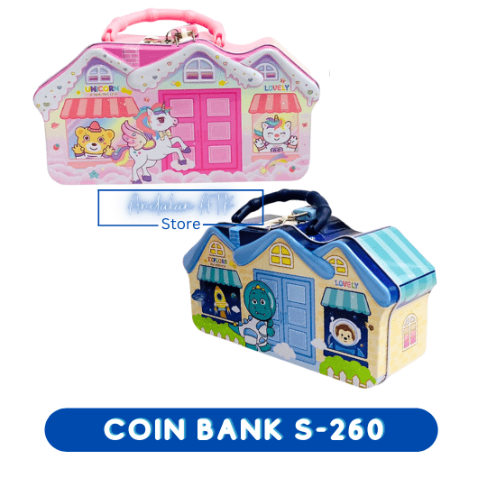 Coin Bank / Celengan Anak Kunci Gembok Karakter Rumah S-260 Xiaolingjing
