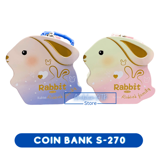 Coin Bank / Celengan Anak Kunci Gembok Karakter Rabbit S-270 Xiaolingjing