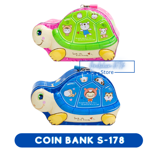 Coin Bank / Celengan Anak Kunci Gembok Karakter Kura-Kura S-178 Xiaolingjing