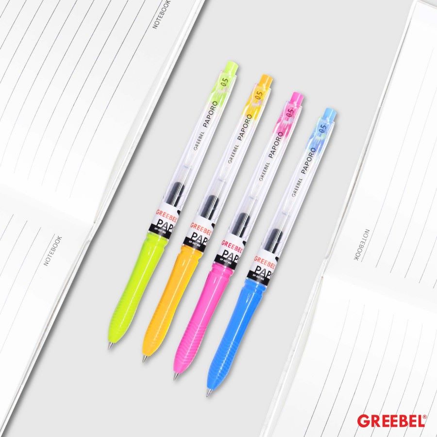 Pulpen Greebel / Greebel GP-507 PaPoro 0.5MM Body Hitam - Warna / Ballpoint