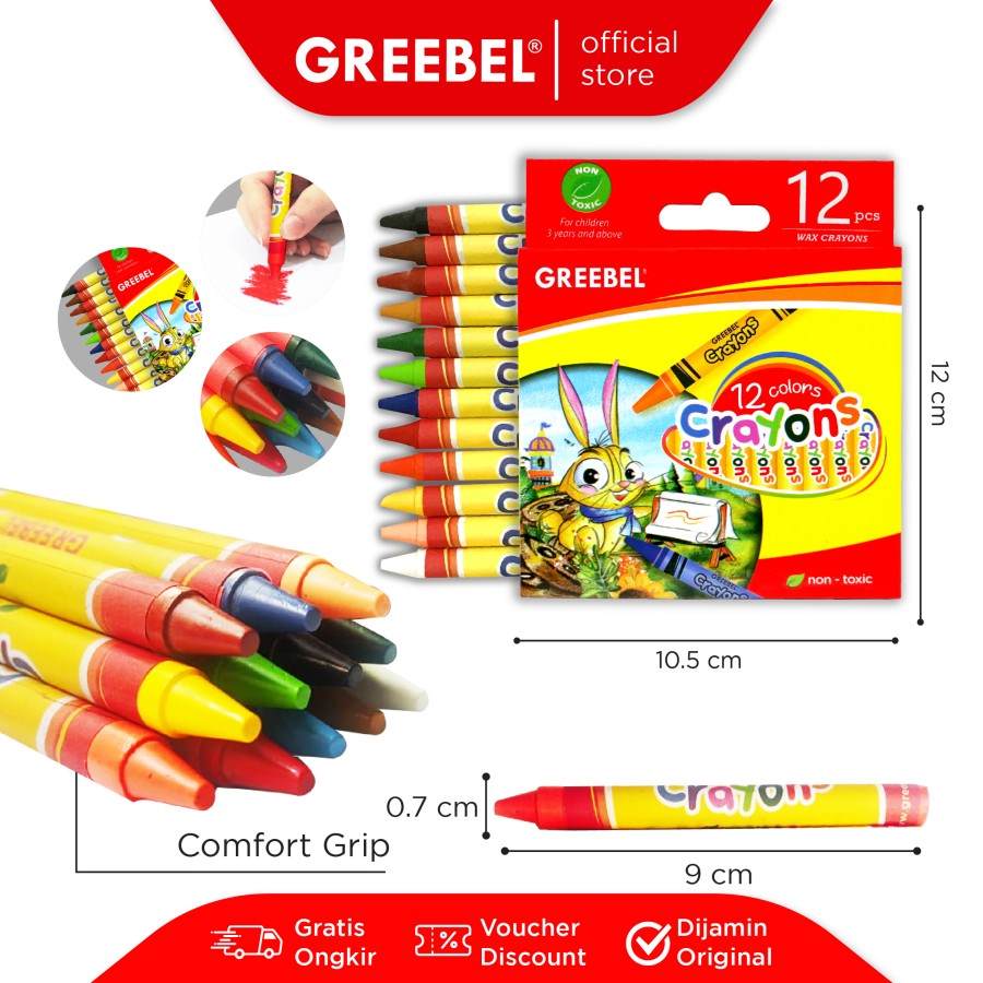 Oil Pastel Greebel Wax Crayon 12C 12 Warna / Crayon / Krayon Greebel