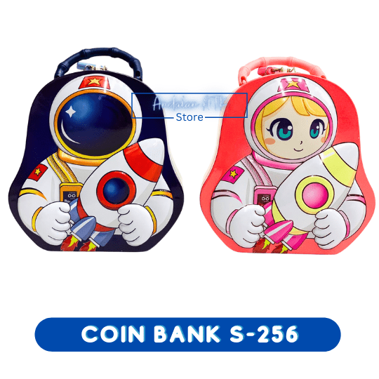 Coin Bank / Celengan Anak Kunci Gembok Karakter Astronot S-256 Xiaolingjing