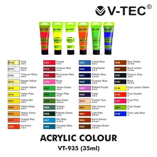 Cat Akrilik Vtec VT-930A Isi 35ml Tube / Cat Acrylic V-tec / Cat Lukis Akrilik