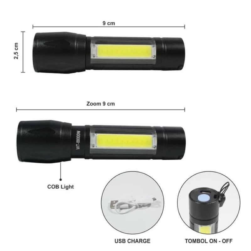 Senter Mini USB Charger Flashlight