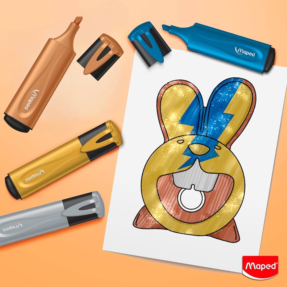 Maped Highlighter Metal Silver dan Gold Glitter / Stabilo Maped