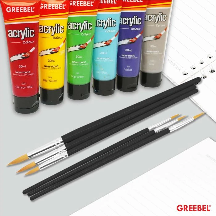 Kuas Lukis Brush Greebel BRSH-AB-6R / Kuas SET Round Bulat Isi 6