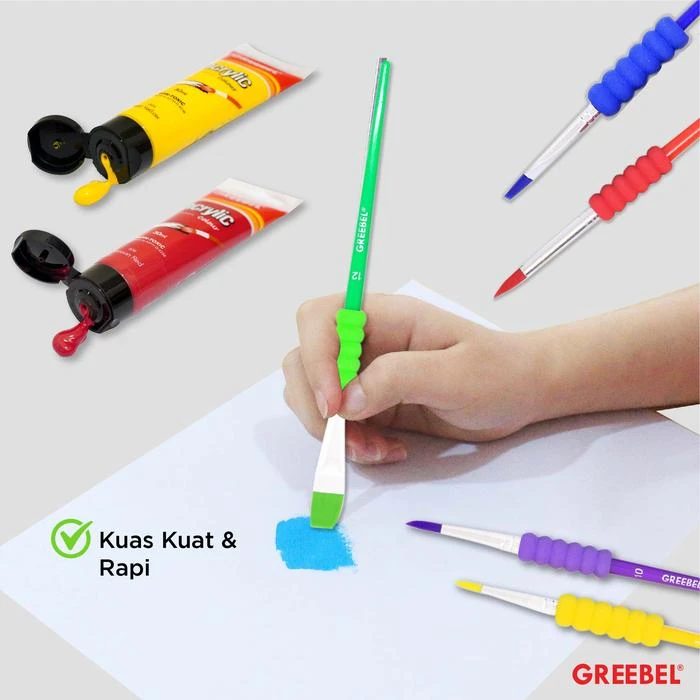 Kuas Lukis Brush Greebel BRSH-24-5A / Kuas SET Round & Flat Isi 5