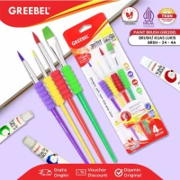 Kuas Lukis Brush Greebel BRSH-24-4A / Kuas SET Round & Flat Isi 4