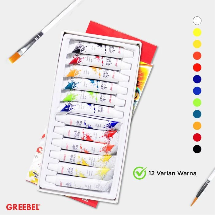 Cat Akrilik Greebel Acrylic Paint 6ML Isi 12 Warna / Cat Lukis