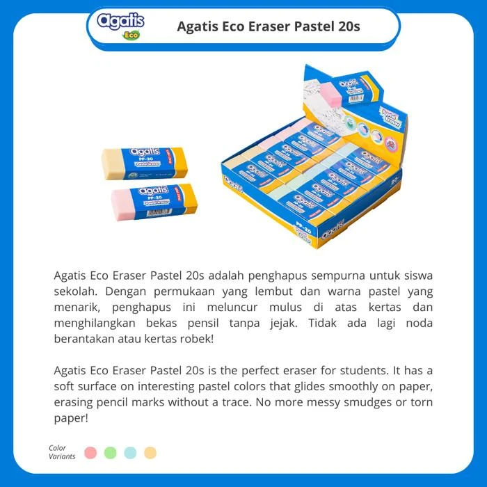 Penghapus Agatis / Agatis Eraser Eco Pastel PP-20 PP-2001