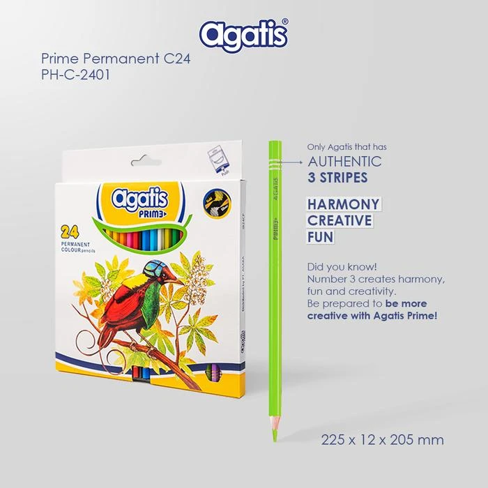 Pensil Warna Agatis Color Pencil GPH-C-2401 Prime Wood Permanent / 24 Warna