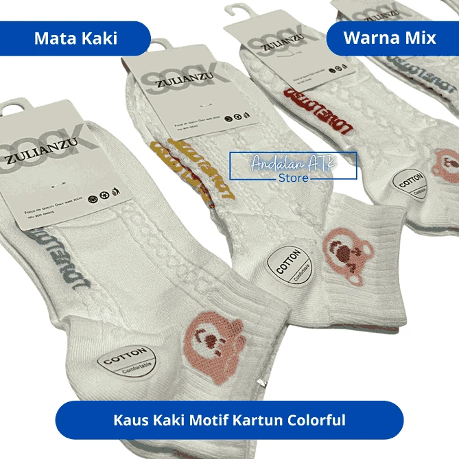 Kaus Kaki Motif Kartun Colorful Mata Kaki