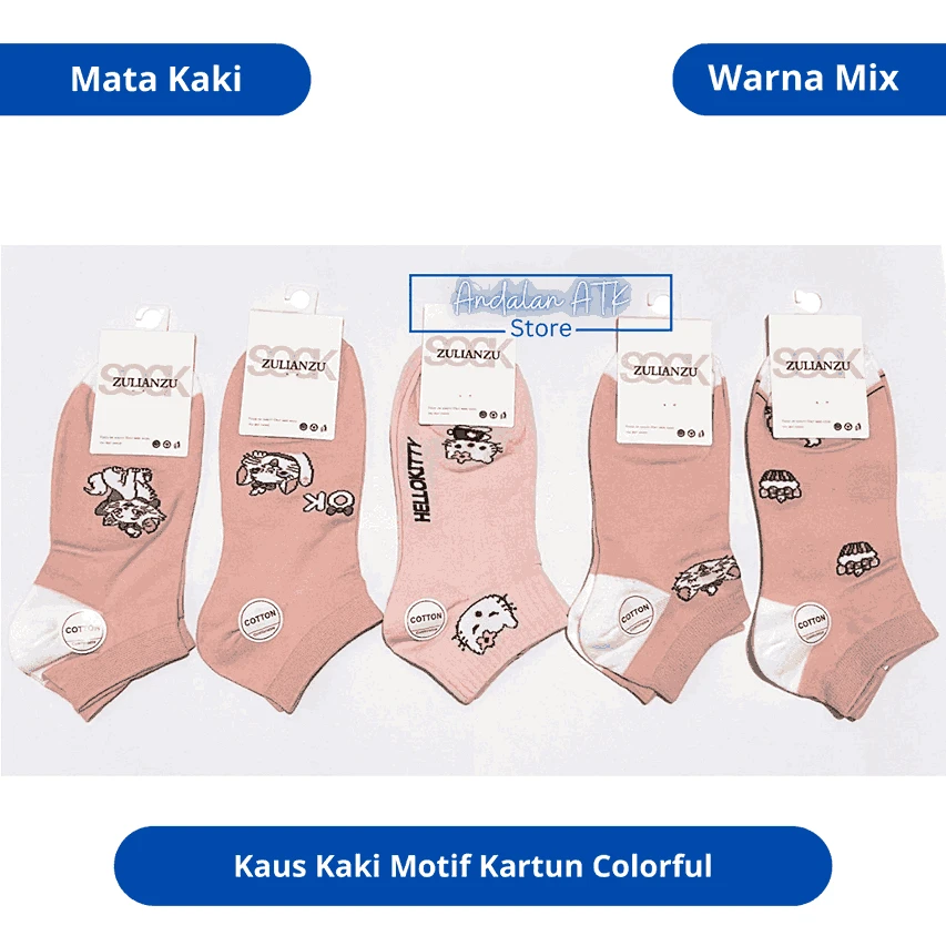 Kaus Kaki Motif Kartun Colorful Mata Kaki